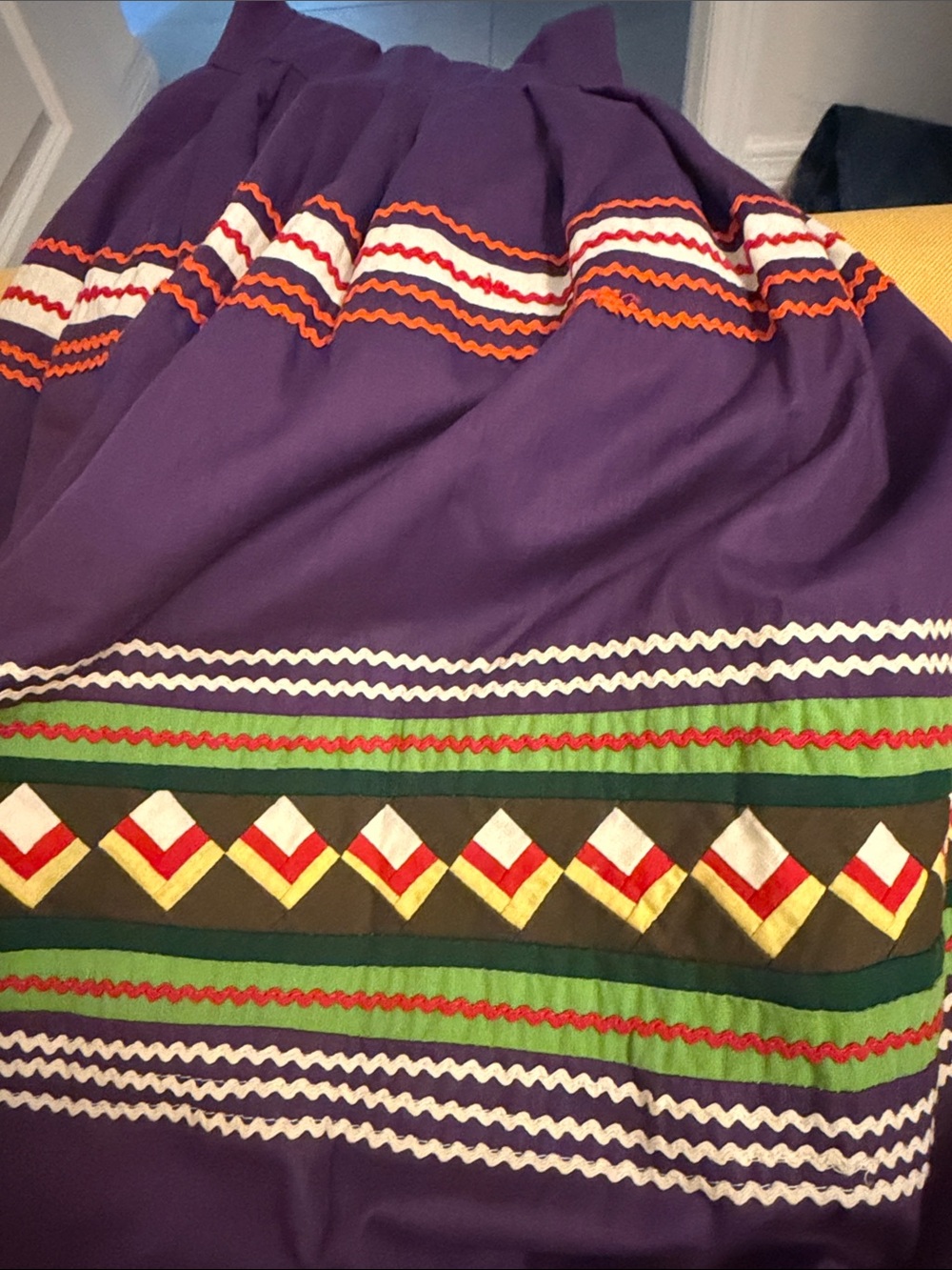Vintage Native American Seminole Patchwork Skirt Handmade - Picture 13 of 15